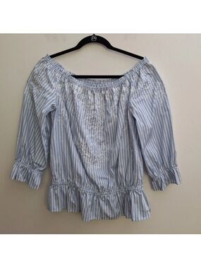White House Black Market Embroidered Off-The-Shoulder Top